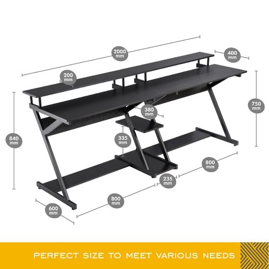 图片 Computer Desk for Two Person Z-Shaped with Monitor Riser Storage