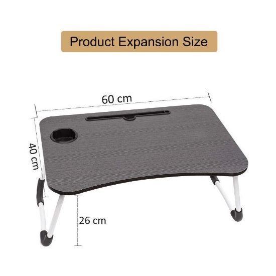 图片 Laptop Desk Laptop Bed Tray Table Large Foldable Laptop Notebook Stand Desk with Ipad and Cup Holder