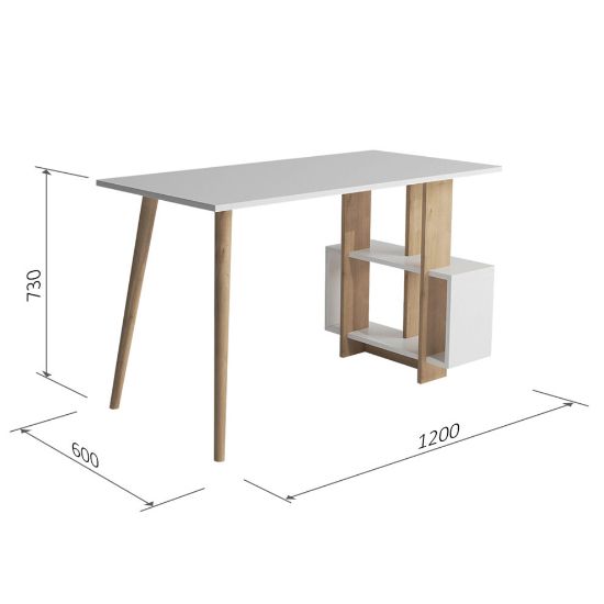 图片 P&W Desk|Home Office Computer Desk with Shelves,Oak&White, 120x60x73cm