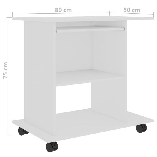 图片 Computer Desk White 80x50x75 cm Chipboard