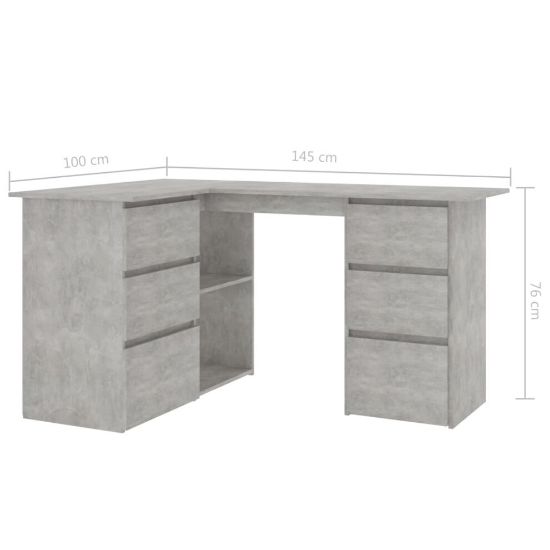 图片 Corner Desk Concrete Grey 145x100x76 cm Chipboard