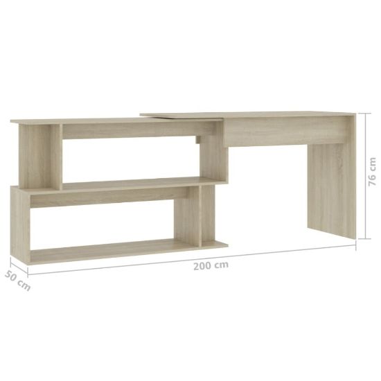 图片 Corner Desk Sonoma Oak 200x50x76 cm Chipboard