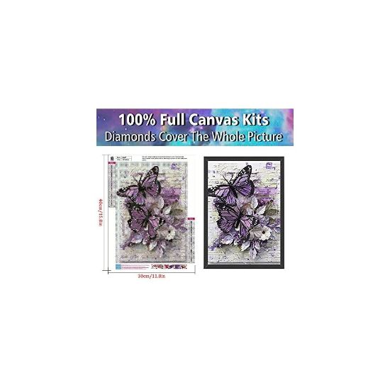 图片 Diamond Painting Kits for Adults,Butterfly 5D Diamond Art Kits Adults,Large Canvas Wall Art for Hallway and Stairs(Butterfly 11.8x15.8inch)