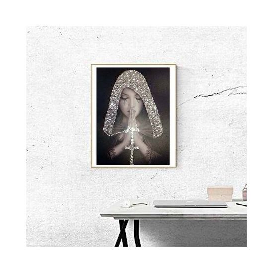 图片 DIY 5D Diamond Painting Prayer Women Full Drill Wall Decor