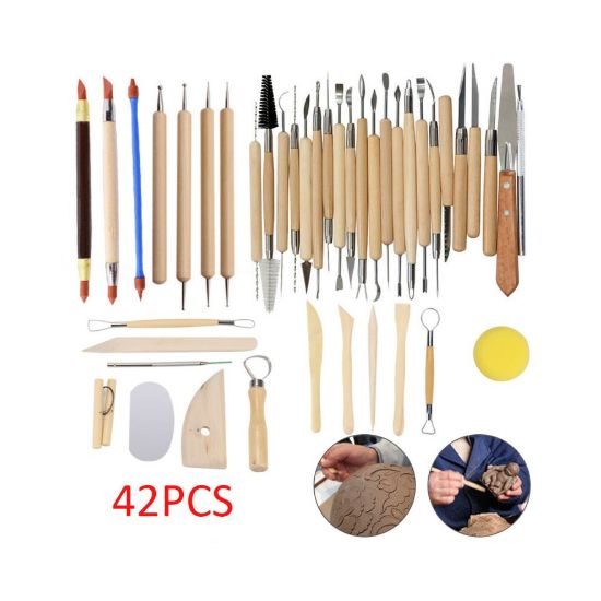 图片 42Pcs Clay Carving Tools Wooden Models Clay Tool Set Pottery Tools