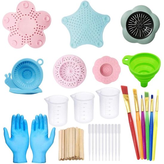 图片 Allazone 37 PCS Acrylic Pouring Art Supplies Kit Acrylic Pouring Strainers Set, 6 PCS Plastic Silicone Paint Pouring Strainers Painting Tools Kits