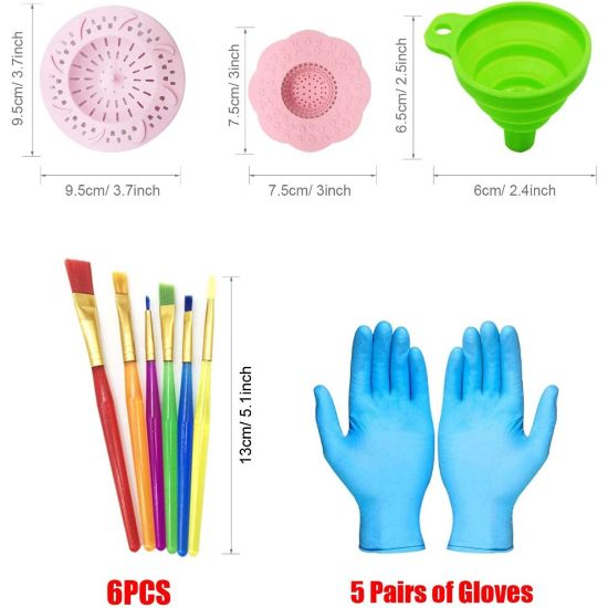 图片 Allazone 37 PCS Acrylic Pouring Art Supplies Kit Acrylic Pouring Strainers Set, 6 PCS Plastic Silicone Paint Pouring Strainers Painting Tools Kits