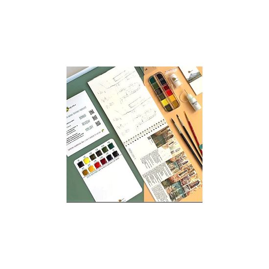 图片 Watercolor Kit (Complete) with Artbook Creative DIY Gift Watercolor Palette Paints Insparea How-to Coloring Wa