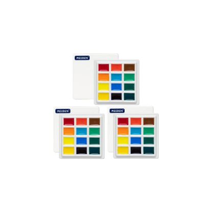 图片 MEEDEN 3 Pack of Ceramic Palette with Covers and Painting Palette for Watercolor and Gouache Color Mixing, Pure White Porcelain Palette,