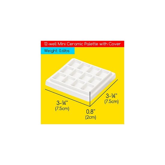 图片 MEEDEN 3 Pack of Ceramic Palette with Covers and Painting Palette for Watercolor and Gouache Color Mixing, Pure White Porcelain Palette,