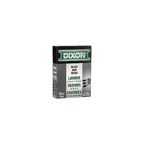 图片 DIXON Industrial Lumber Marking Crayons, 4.5" x 1/2" Hex, Black, 12-Pack (49400)