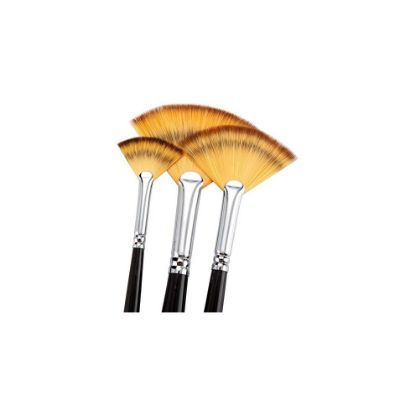 图片 Paint Brush Set Artist Fan Painting Brushes Wood Long Hands for Oil Acrylic Watercolor 3 Pcs