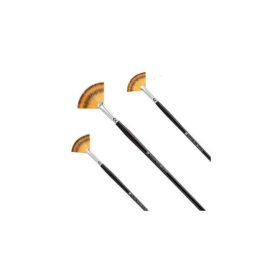 图片 Paint Brush Set Artist Fan Painting Brushes Wood Long Hands for Oil Acrylic Watercolor 3 Pcs