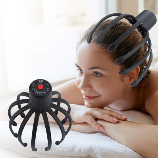 图片 Electric Octopus Claw Scalp Massager Stress Relief Therapeutic Head Scratcher Relief Hair Stimulation Hands Free Rechargable