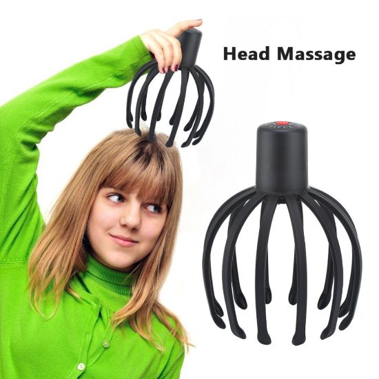 图片 Electric Octopus Claw Scalp Massager Stress Relief Therapeutic Head Scratcher Relief Hair Stimulation Hands Free Rechargable