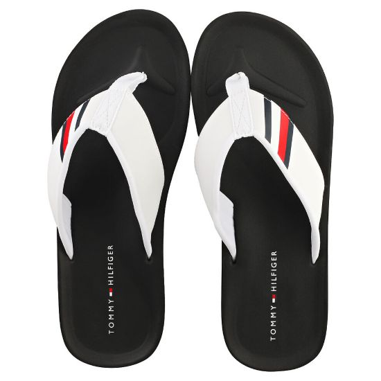 图片 Tommy Hilfiger Comfortable Padded Mens Beach Sandals in White - Size 10 UK