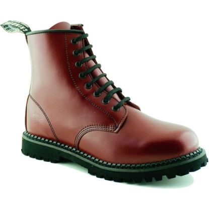 图片 (Cherry, UK 6 / EU 40) Grinders Cedric CS Mens Red Leather 8 Eye Derby Ankle Boots