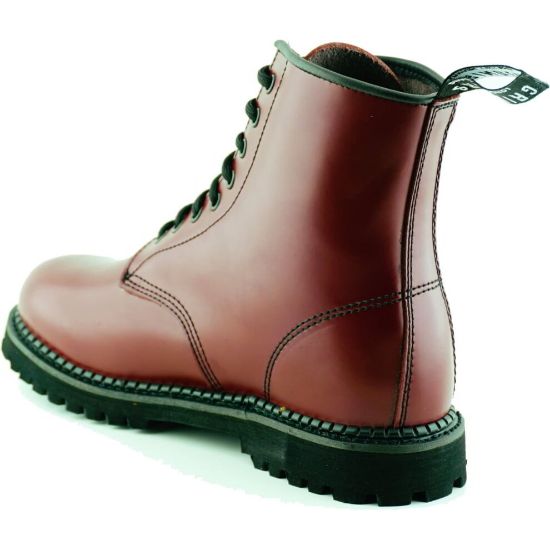 图片 (Cherry, UK 6 / EU 40) Grinders Cedric CS Mens Red Leather 8 Eye Derby Ankle Boots