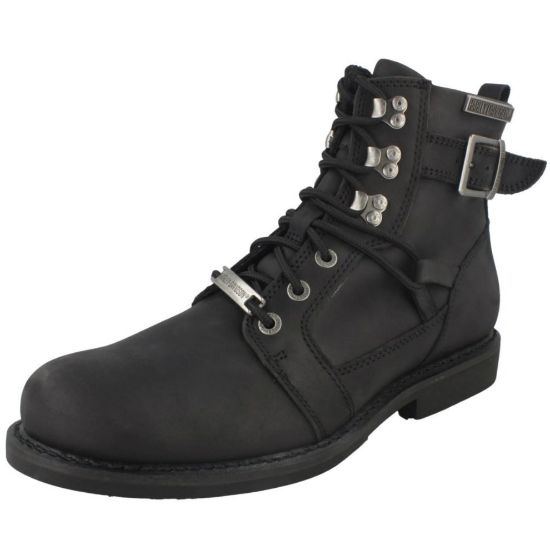 图片 (UK 6, Black) Mens Harley Davidson Lace Up Ankle Boots Harrison D93438 - W Fit