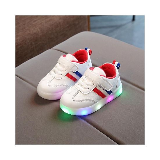 图片 Luminous Sneakers Toddler Kids Children Baby Striped Shoes LED Light Up(21-30)