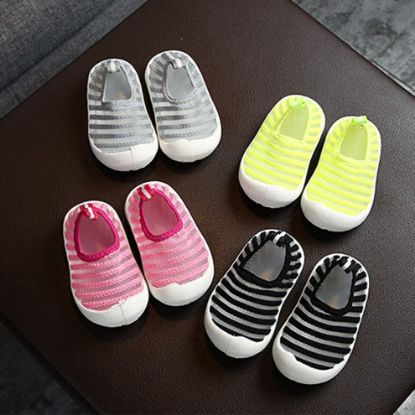 图片 DEBAIJIA Toddler Shoes 1-4T Baby First-Walking Kid Shoes Sneakers Stripe Soft Sole Non Slip Mesh Breathable Lightweight TPR Material Slip-on