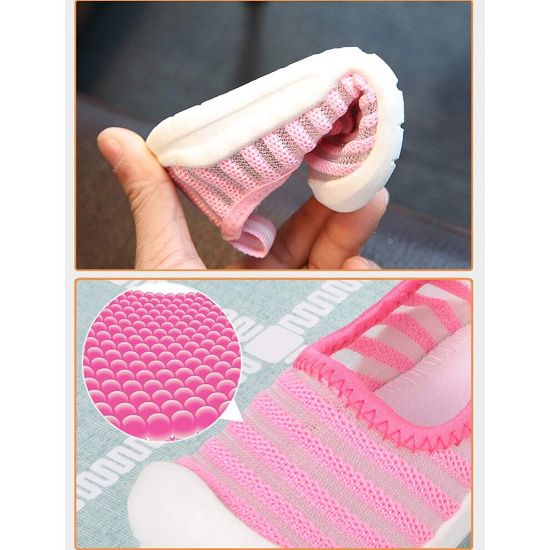 图片 DEBAIJIA Toddler Shoes 1-4T Baby First-Walking Kid Shoes Sneakers Stripe Soft Sole Non Slip Mesh Breathable Lightweight TPR Material Slip-on