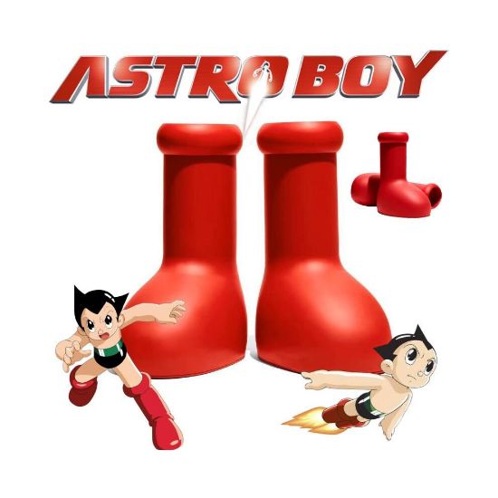 图片 Mschf Red Big Boots Astroboy Rain Boots Rubber Sole Cartoon Unisex Versatile