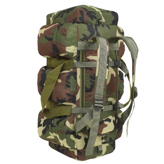 图片 vidaXL 3-in-1 Army-Style Duffel Bag 90 L Camouflage Travel Holdall Backpack