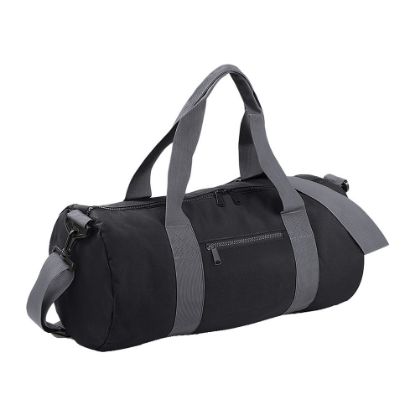 图片 (One Size, Black/Grey) Bagbase Plain Varsity Barrel / Duffle Bag (20 Litres)