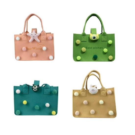 图片 11.8In Felt Tote Bag Ladies Fashion Shopping Organizer Bag