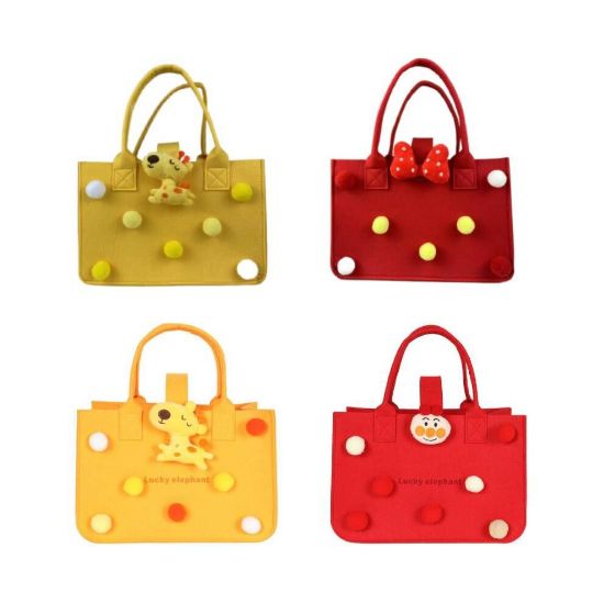 图片 11.8In Felt Tote Bag Ladies Fashion Shopping Organizer Bag