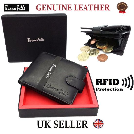 图片 Designer Mens Leather Wallet RFID SAFE Card Blocking ID Protection